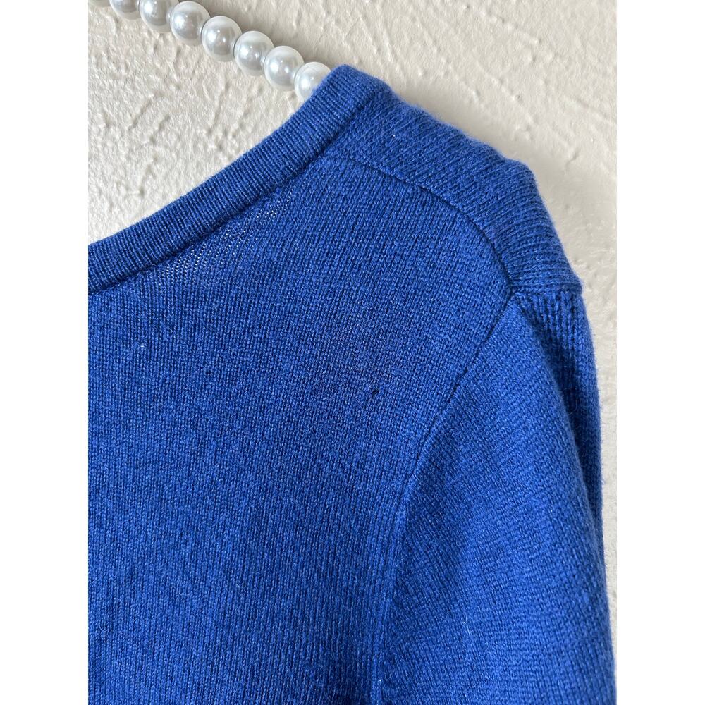 Soft Surroundings Wool Sweater Size Medium Blue Knit Mixed Media Pullover Preppy - Picture 5 of 9